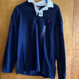 Navy blue polo by Ralph Lauren, customized fit size large